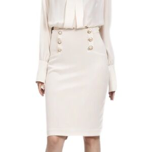 Ann Taylor Cream Pearl Button Pencil Skirt Size XS